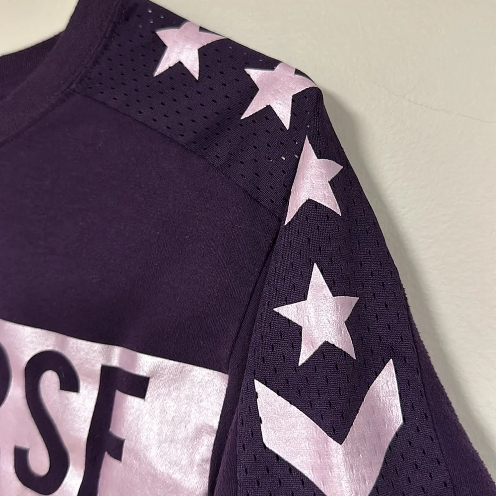 Super Cute Purple Converse T-shirt with shiny lettering and stars, L, 12 / 13 Yr